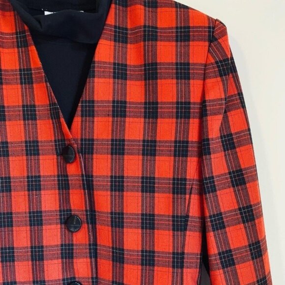 Vintage Sweetbriar Red & Black Plaid Button-Up Blazer Jacket Size 6 - Picture 3 of 9